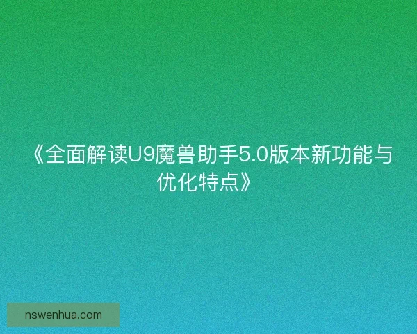 《全面解读U9魔兽助手5.0版本新功能与优化特点》