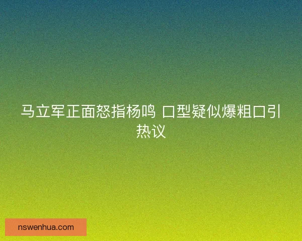 马立军正面怒指杨鸣 口型疑似爆粗口引热议